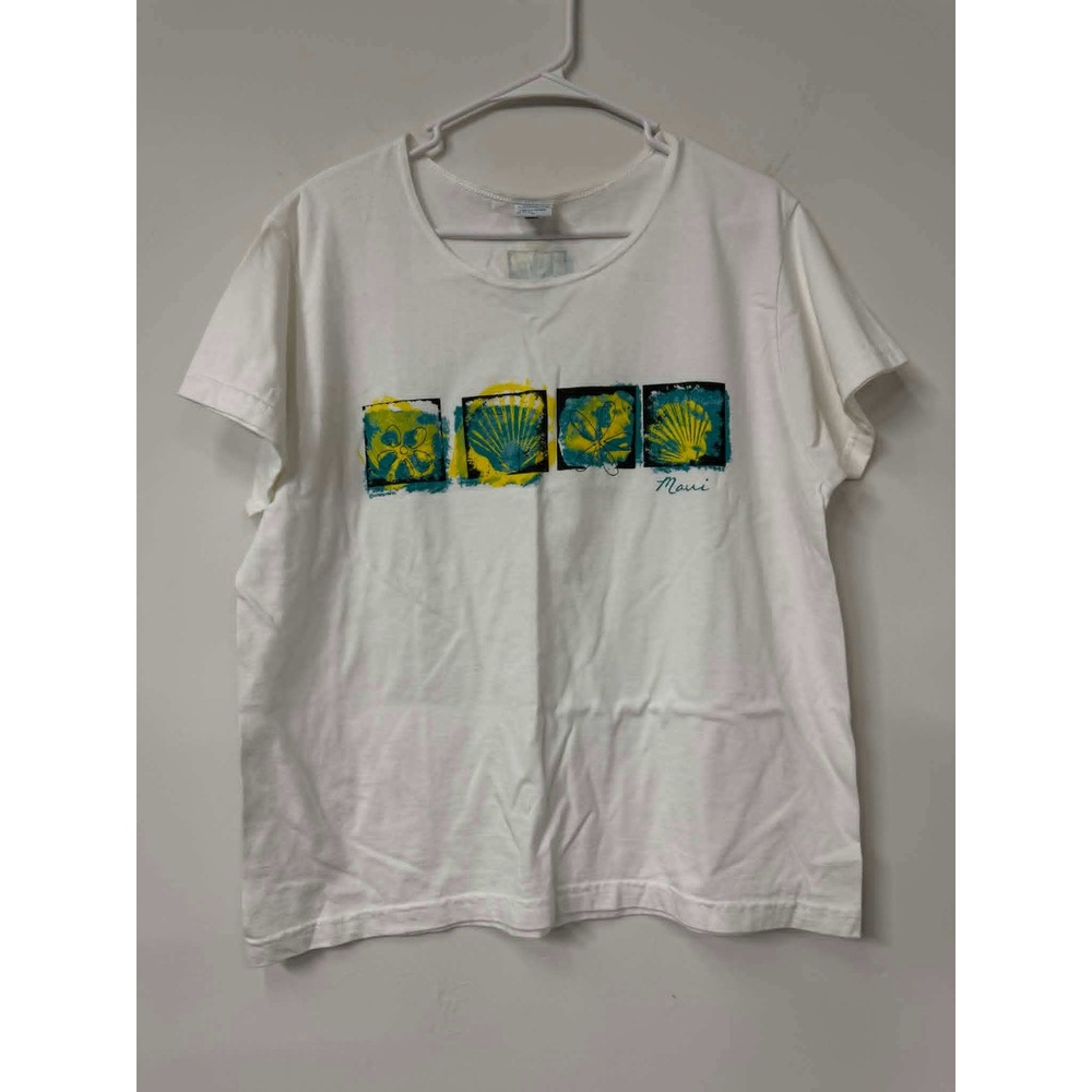 Vtg Crazy Shirts Hawaii Original Large White Seashell Graphic Tee Shirt Maui